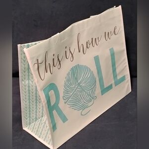 REUSABLE Teal and White Tote Bag